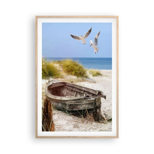 Een poster in een licht eiken lijst - Badend in de wind - 61x91 cm