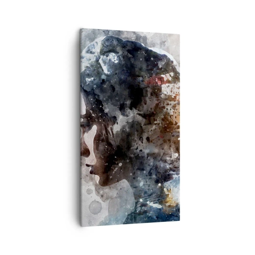 Schilderen op canvas - Een verhaal over een meisje met een stad op de achtergrond - 45x80 cm