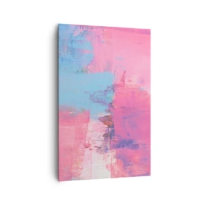 Schilderen op canvas - Roze, blauw en een vleugje licht - 80x120 cm