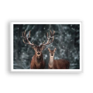 Poster in een witte lijst - Heer van het bos met zijn vrouw - 100x70 cm