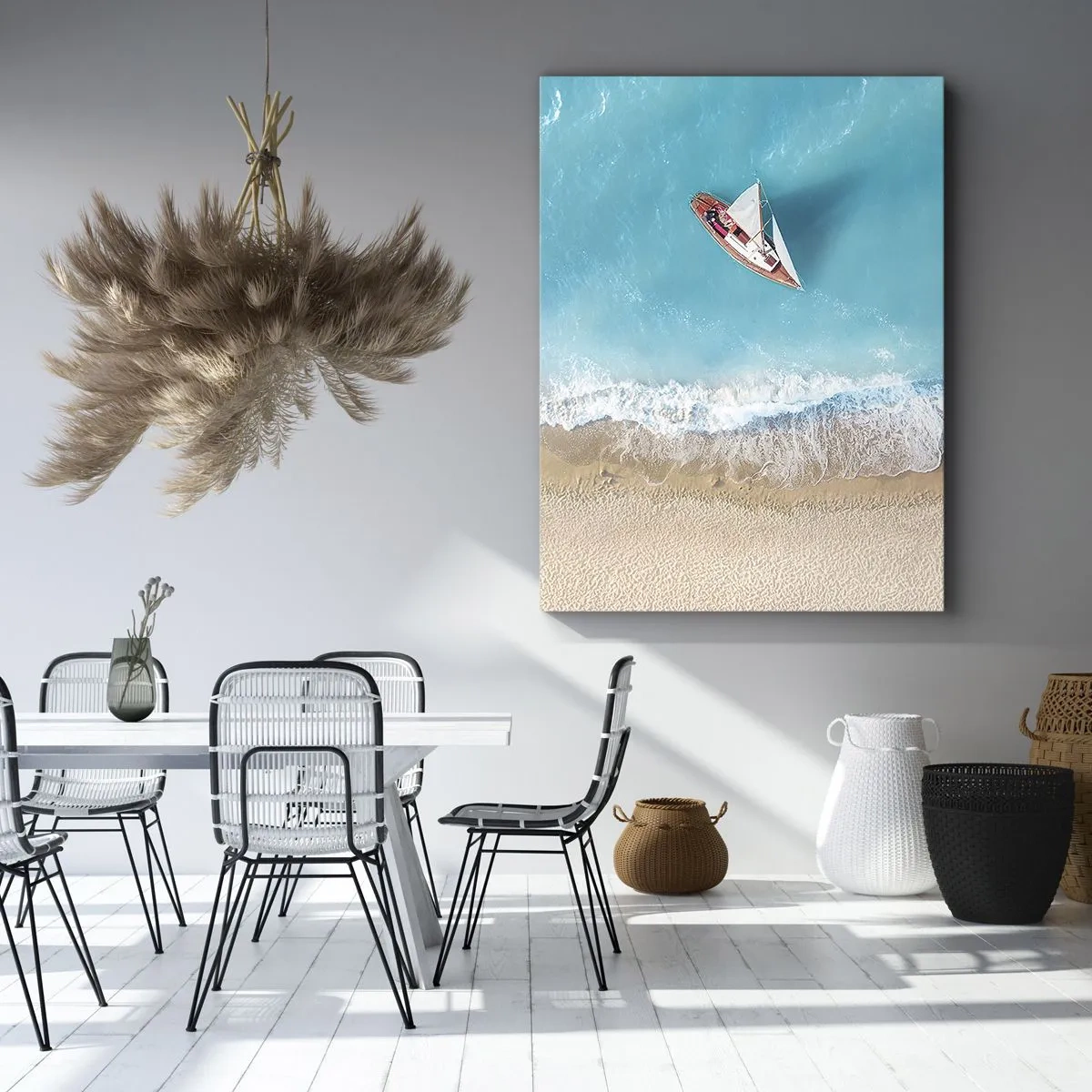 Schilderen op canvas - Op de grens van blauw en goud - 70x100 cm