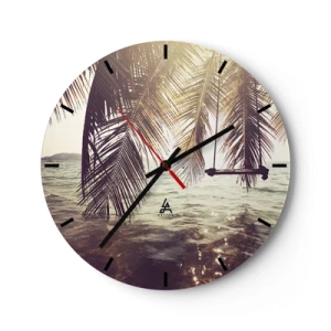 Wandklok - Klok - Hangmatten en palmbomen boven het water bij zonsondergang - 30x30cm - Je kunt naar believen in de wolken slingeren - Moderne wanddecoratie voor woonkamer, keuken en slaapkamer ARTTOR