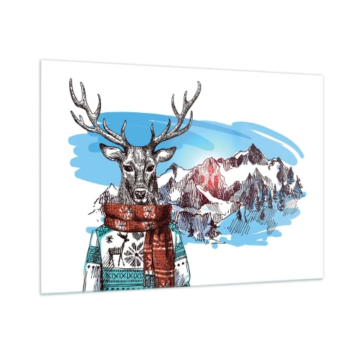 Schilderen op glas - Zelfs een hert bevriest niet - 100x70 cm