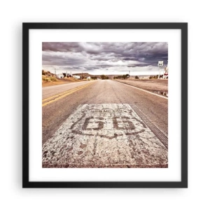 Poster in een zwarte lijst - Mother Road - een Amerikaanse legende - 40x40 cm