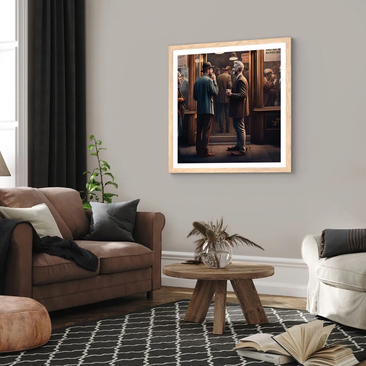 Een poster in een licht eiken lijst - Een goed moment van de dag - 30x30 cm