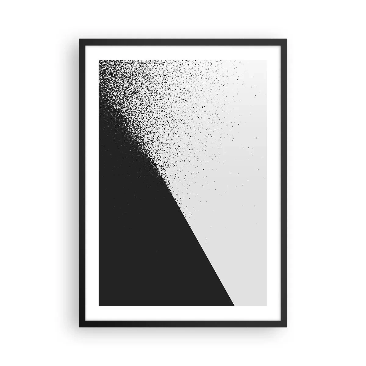 Poster in een zwarte lijst - Abstract patroon in zwart-wit - 50x70cm - Steeds sneller, meer en meer - Moderne wanddecoratie voor woonkamer en slaapkamer ARTTOR