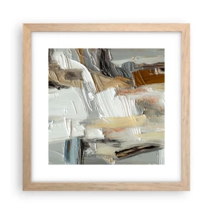 Een poster in een licht eiken lijst - Kleurrijke lagen - 30x30 cm