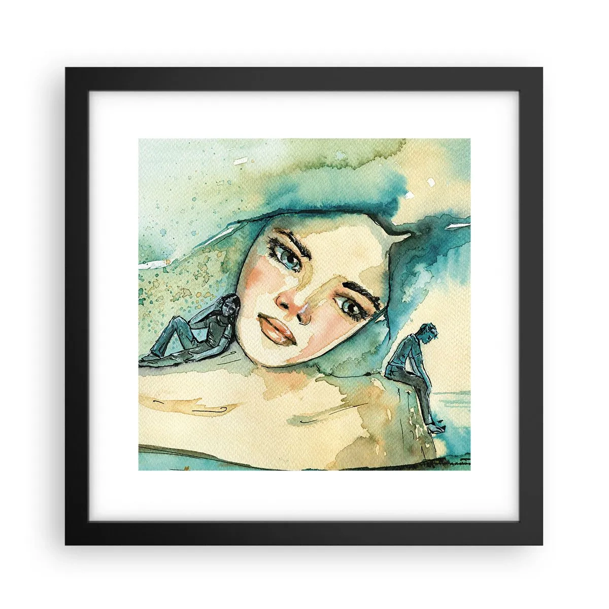 Poster in een zwarte lijst - Ben ik blauw? - 30x30 cm