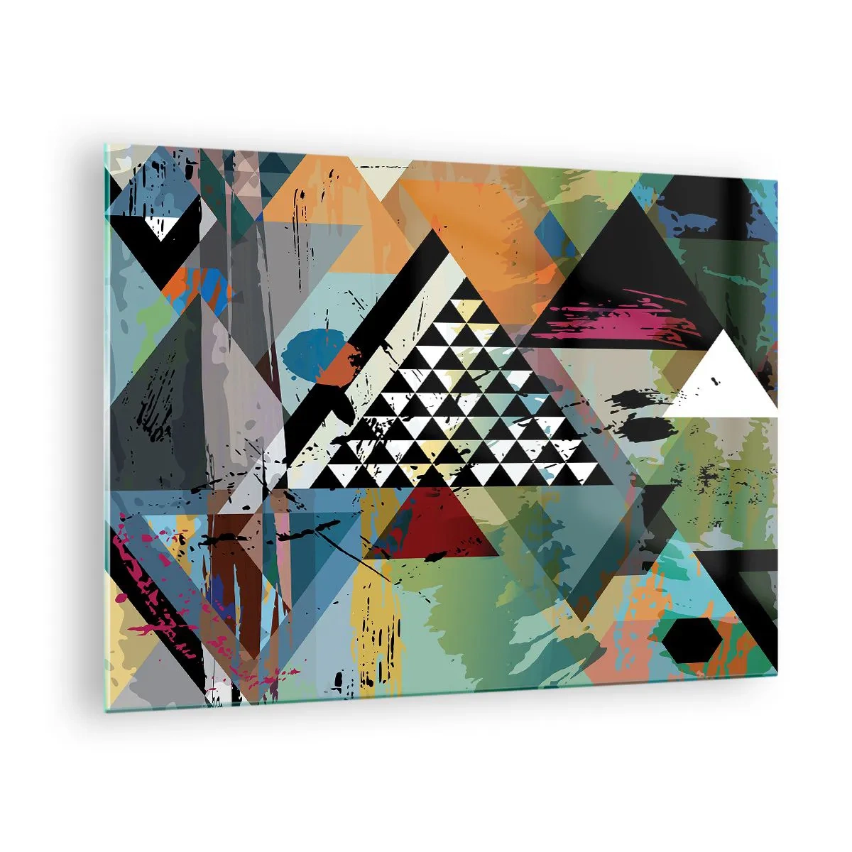 Schilderen op glas - Abstracte compositie van geometrische vormen en kleuren - 70x50cm - Hoe gemakkelijk is het - Moderne wanddecoratie voor woonkamer en slaapkamer ARTTOR