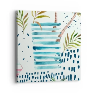 Schilderen op canvas - Vakantie onder palmbomen - 30x30 cm