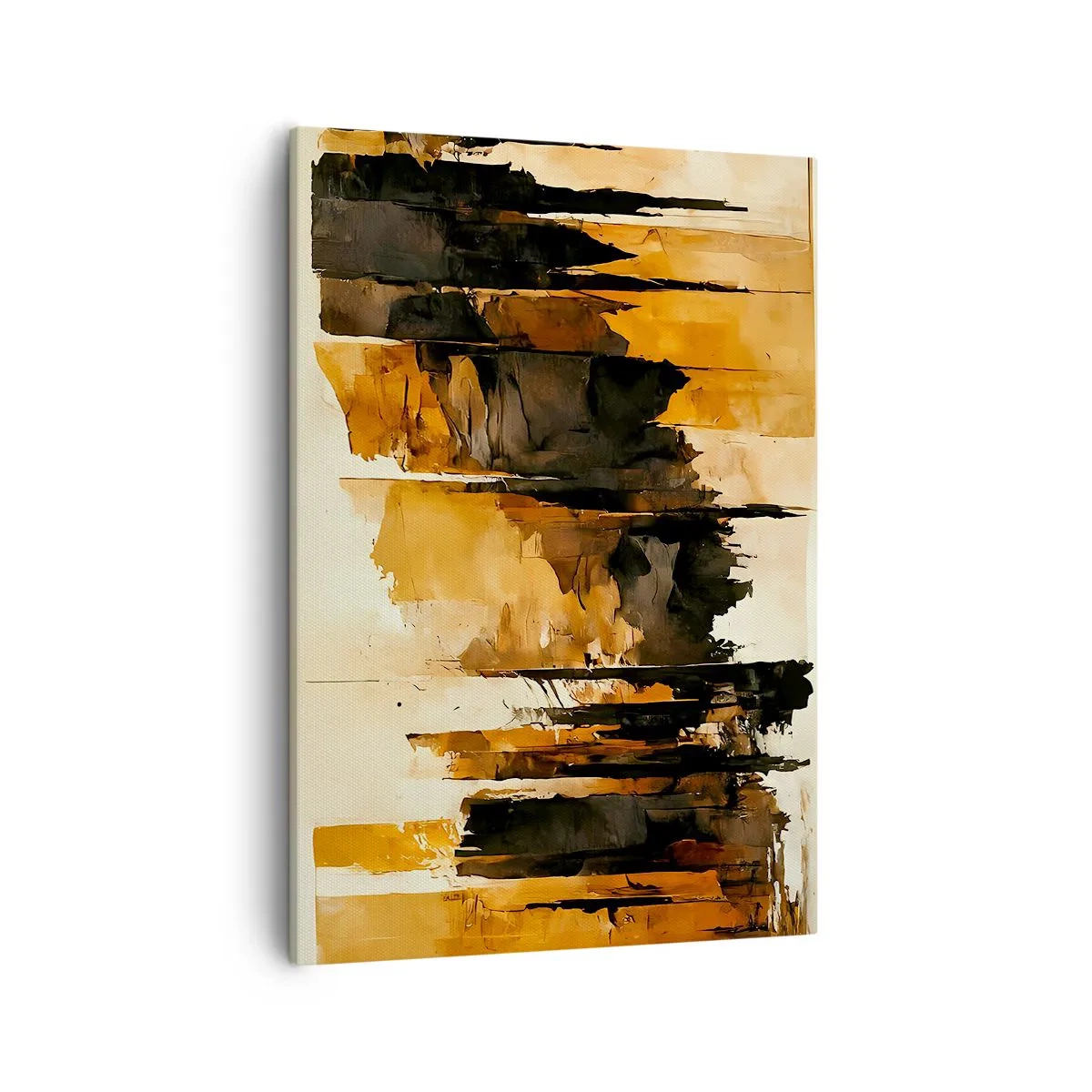 Schilderen op canvas - Harmonie van zwart en goud - 50x70 cm