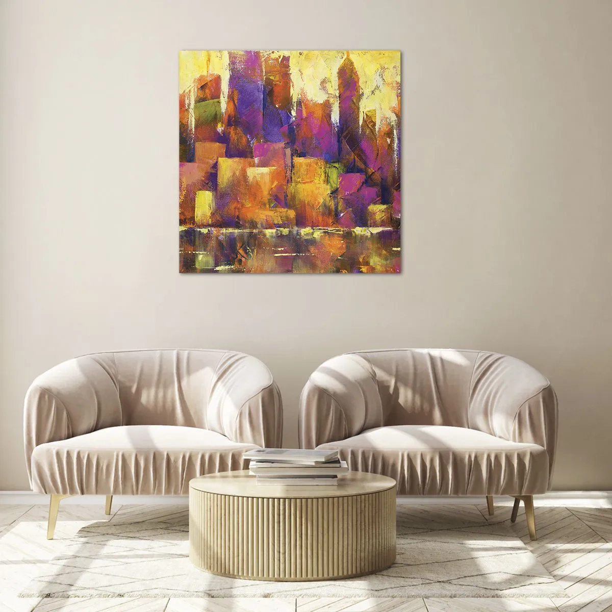 Schilderen op glas - Metropolitan compositie - 60x60 cm