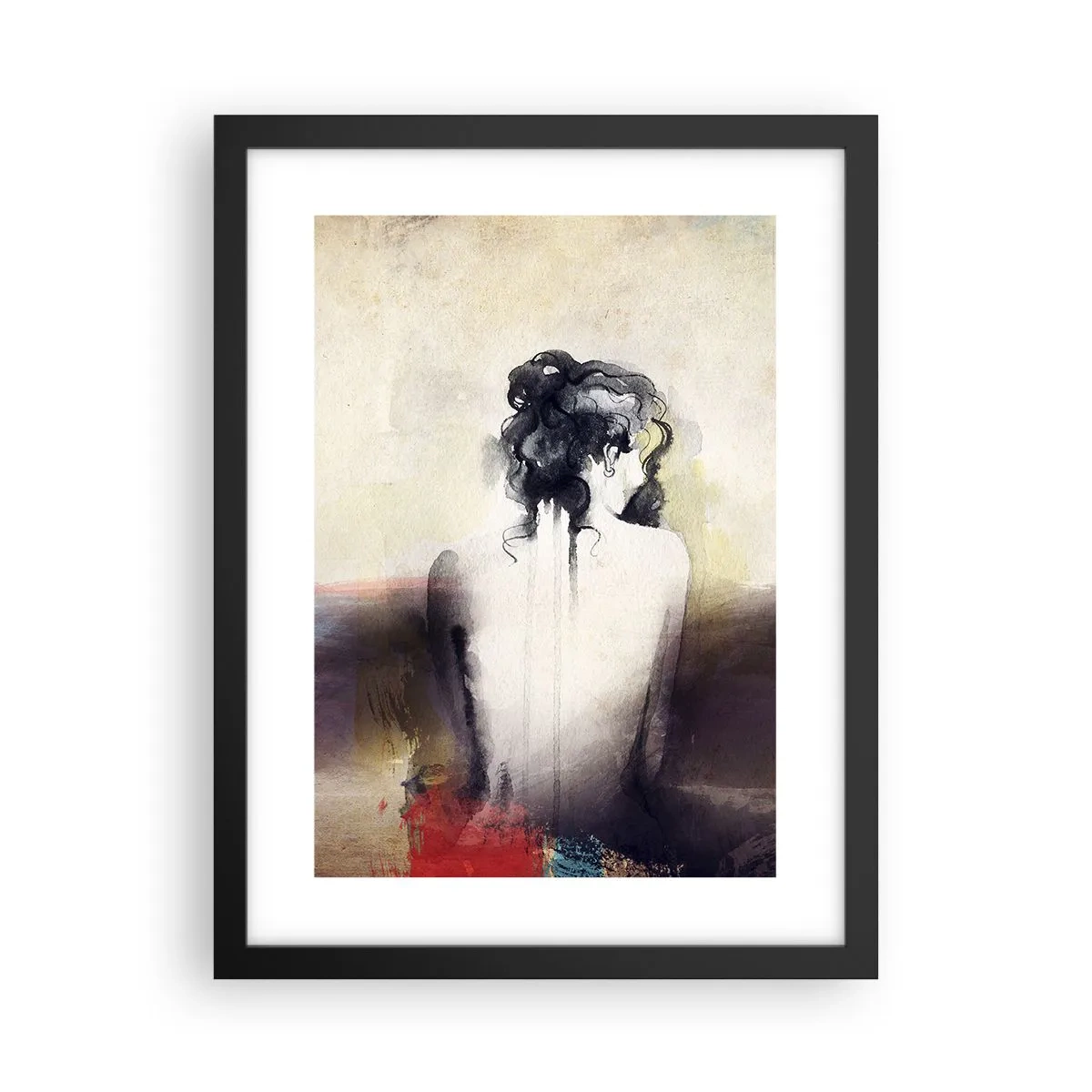 Poster in een zwarte lijst - Vloeiende lijnen, ovale vormen - 30x40 cm