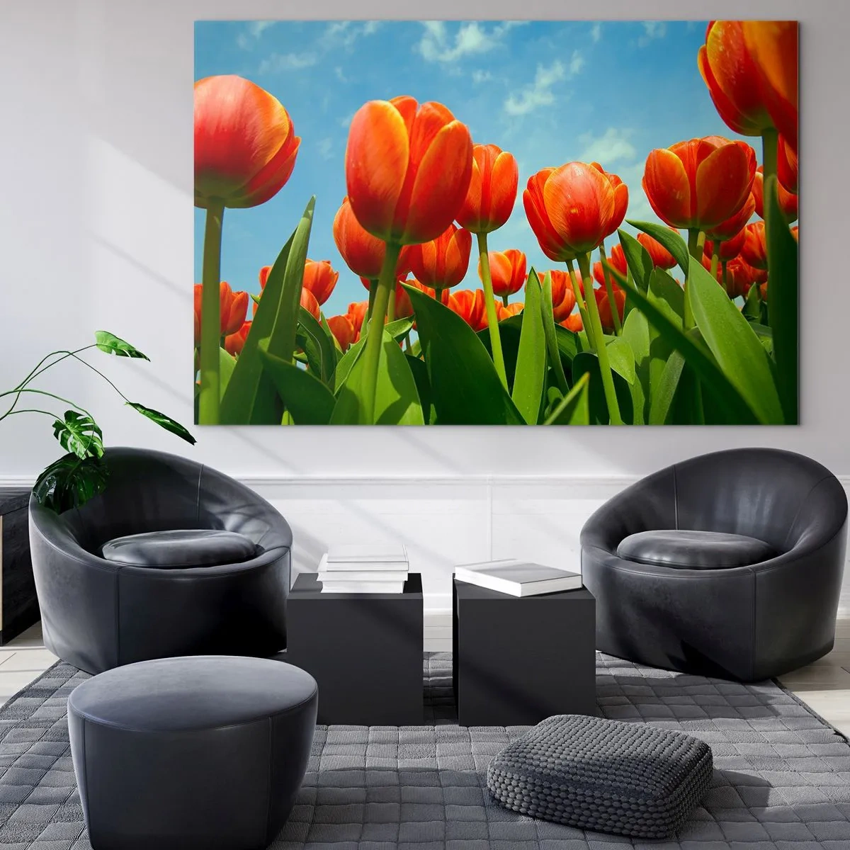 Schilderen op glas - Afgezien van de blauwe lucht hebben ze niets nodig in hun leven - 120x80 cm