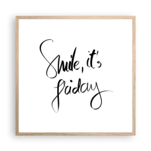 Een poster in een licht eiken lijst - Echte vreugde - 60x60 cm