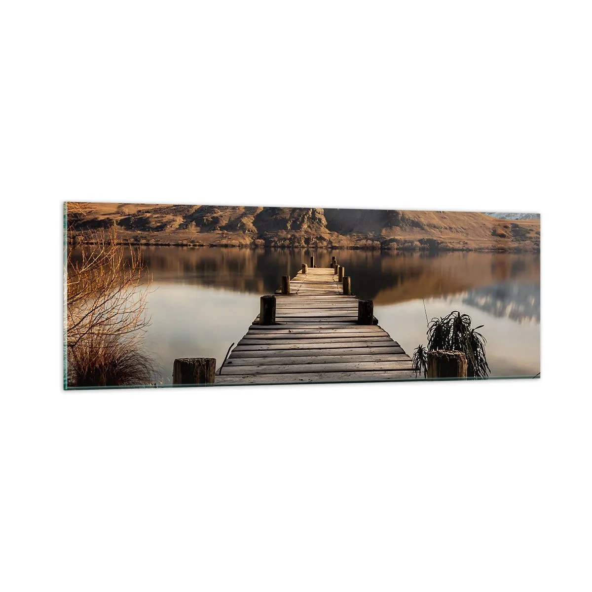 Schilderen op glas - Landschap in stilte - 90x30 cm