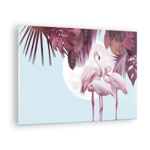 Schilderen op glas - Drie vogelgratiën - 70x50cm - Drie vogel genaden - Moderne wanddecoratie voor woonkamer en slaapkamer ARTTOR