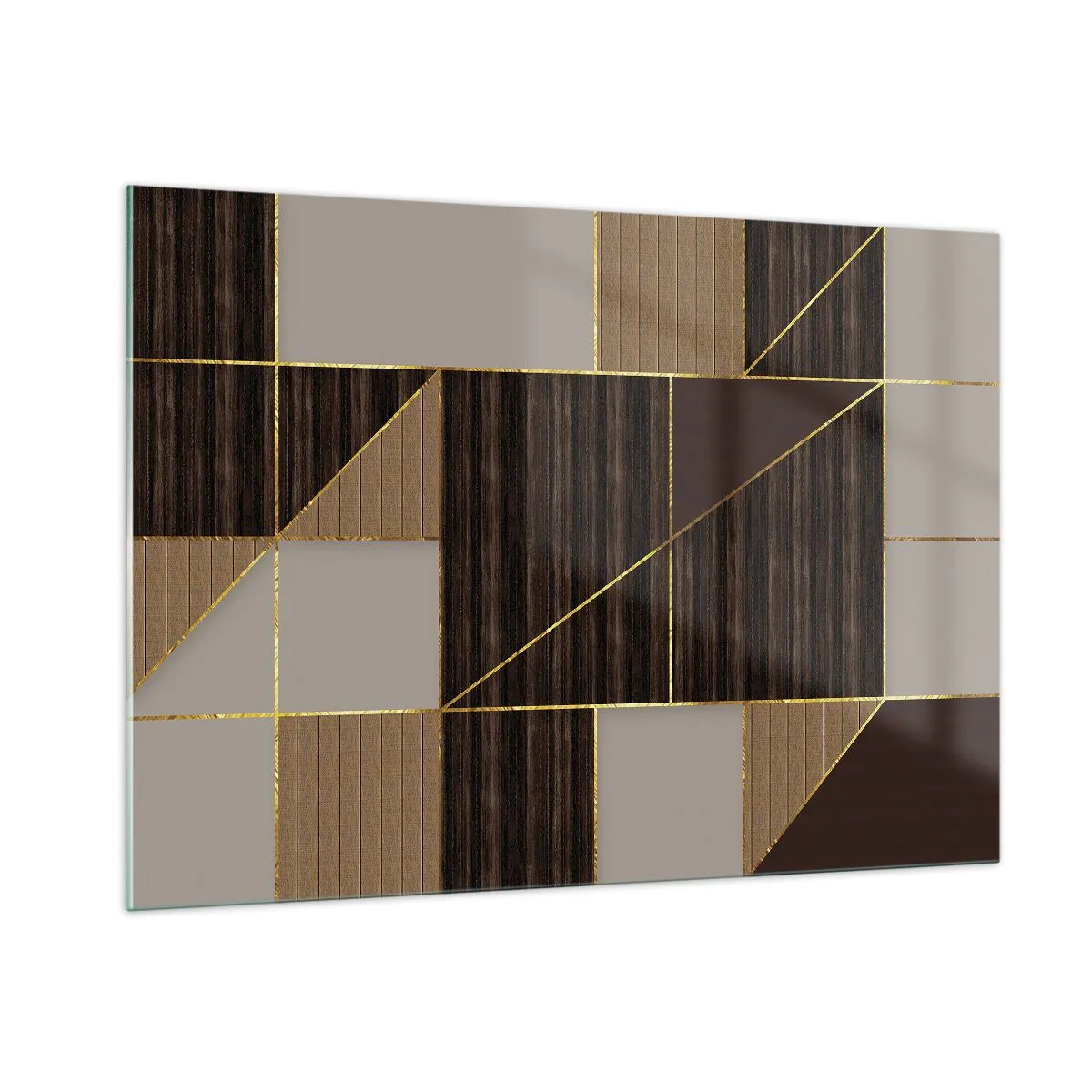 Schilderen op glas - Een mozaïek van bruin en goud - 100x70 cm