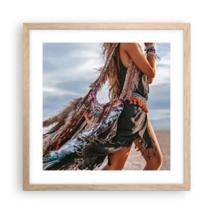 Een poster in een licht eiken lijst - Het meisje van de sjamaan - 40x40 cm