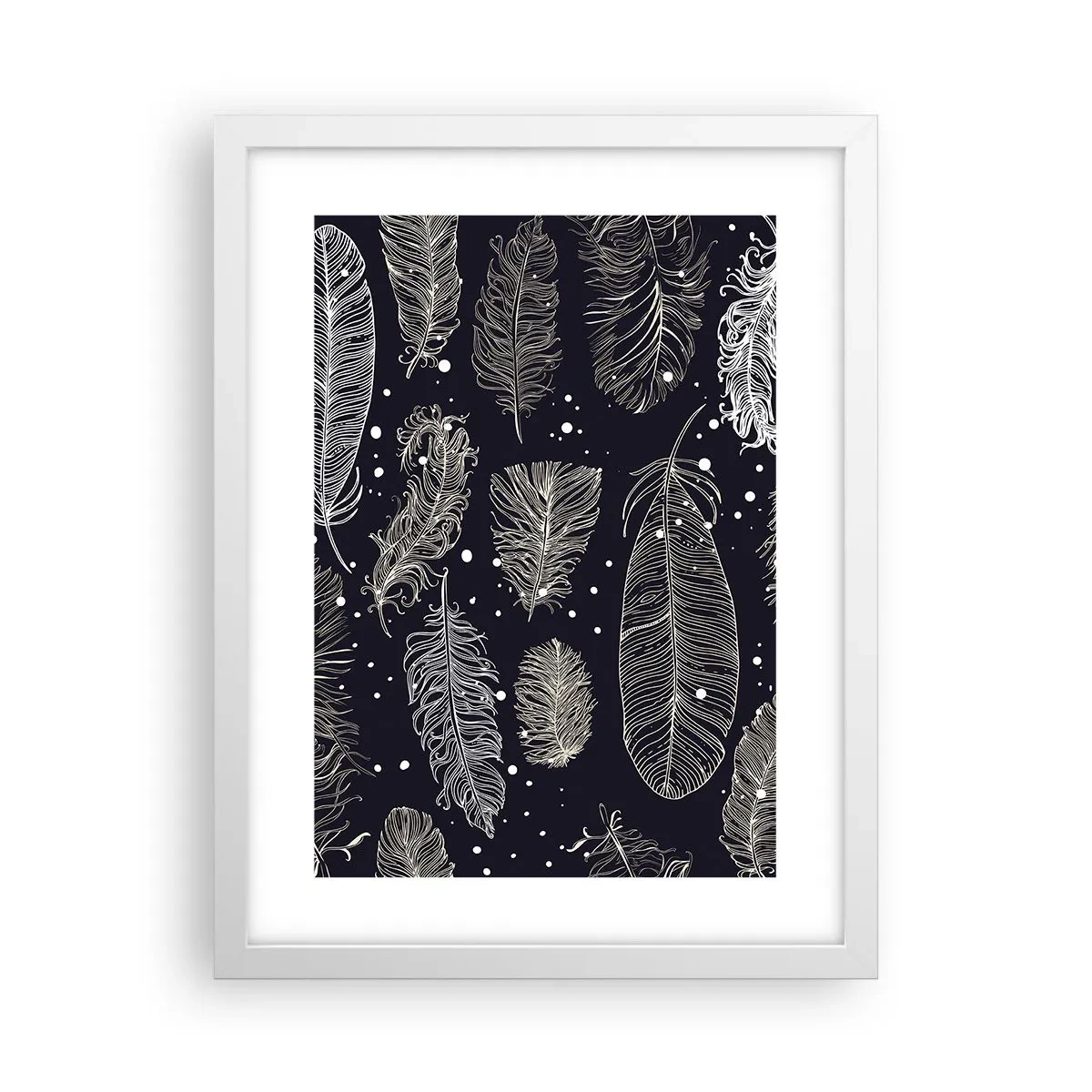 Poster in een witte lijst - Gevederde kant - 30x40 cm