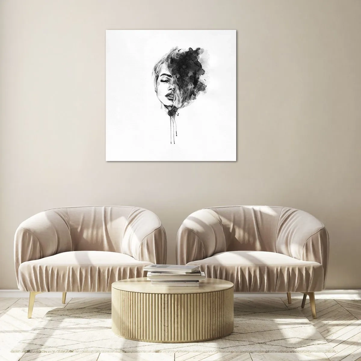 Schilderen op glas - Waar droomt het meisje over? - 60x60 cm