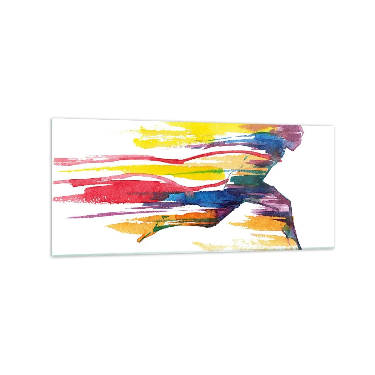 Schilderen op glas - Rennend over de regenboog - 120x50 cm