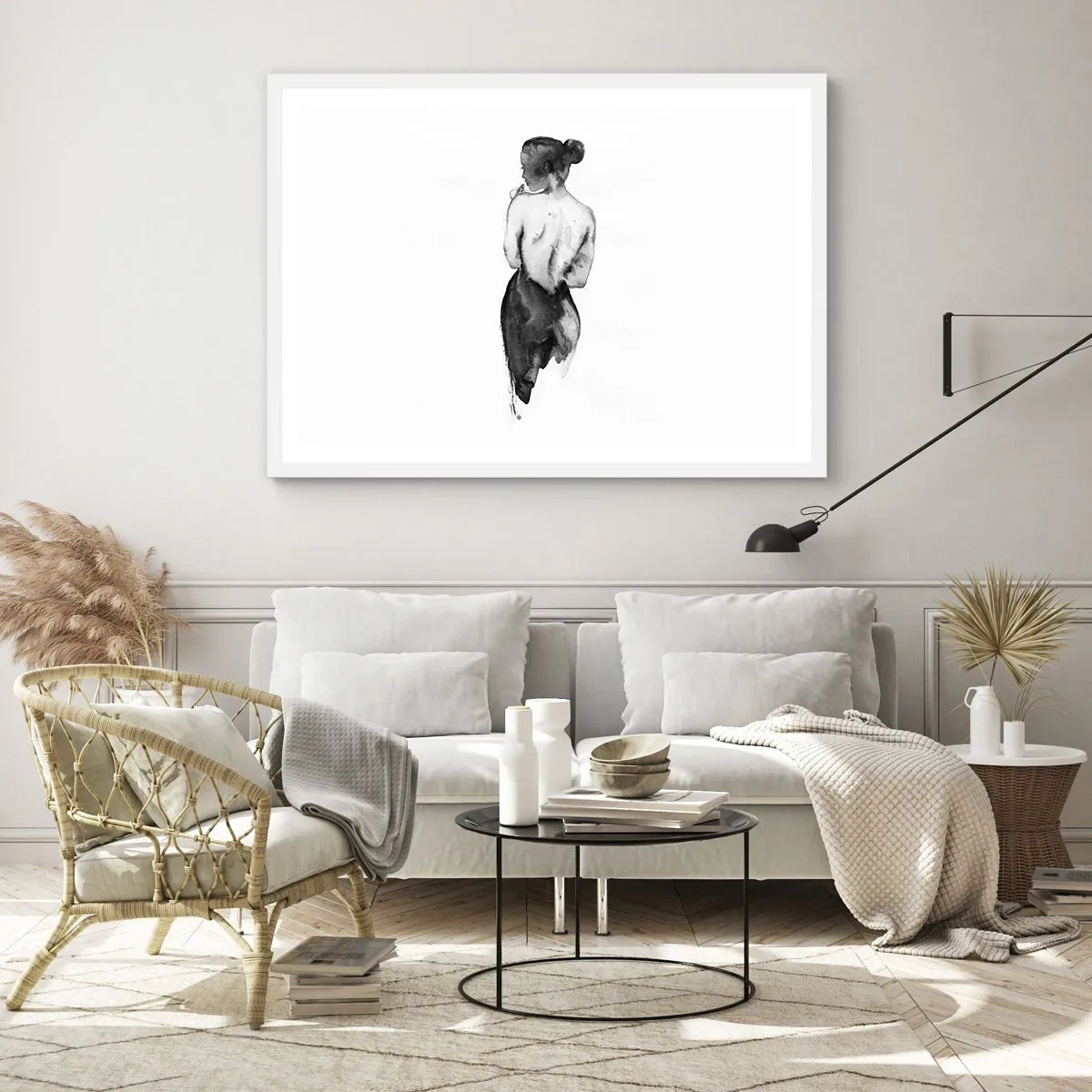 Poster in een witte lijst - Bij haar verdwijnt de wereld - 91x61 cm