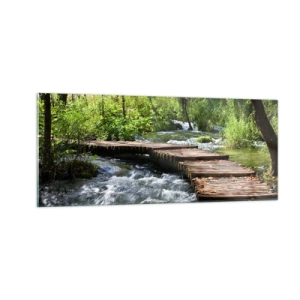 Schilderen op glas - Boven de schuimige waterval - 100x40 cm