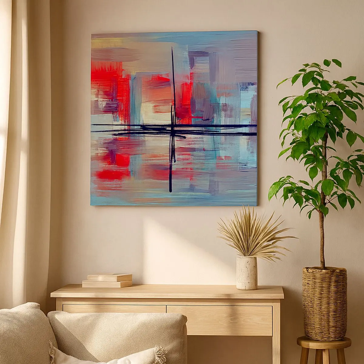 Schilderen op canvas - Een landschap in een onbekende dimensie - 30x30 cm