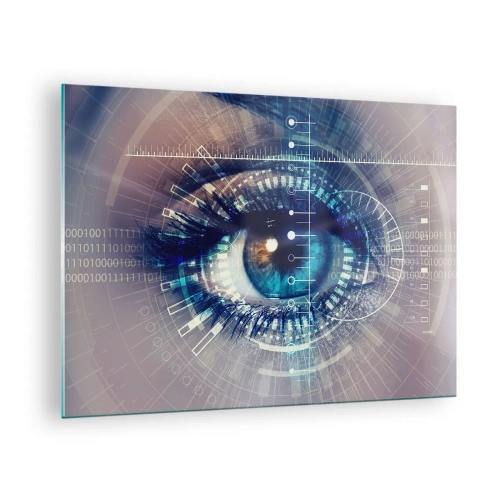 Schilderen op glas - Een digitaal oog met een futuristisch technologie- en datathema - 70x50cm - Je denkt dat je me kent - Moderne wanddecoratie voor woonkamer en slaapkamer ARTTOR