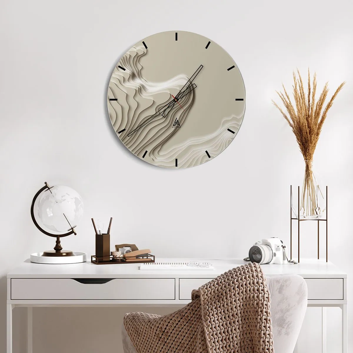Wandklok - Klok - Kunst topografie - 40x40 cm