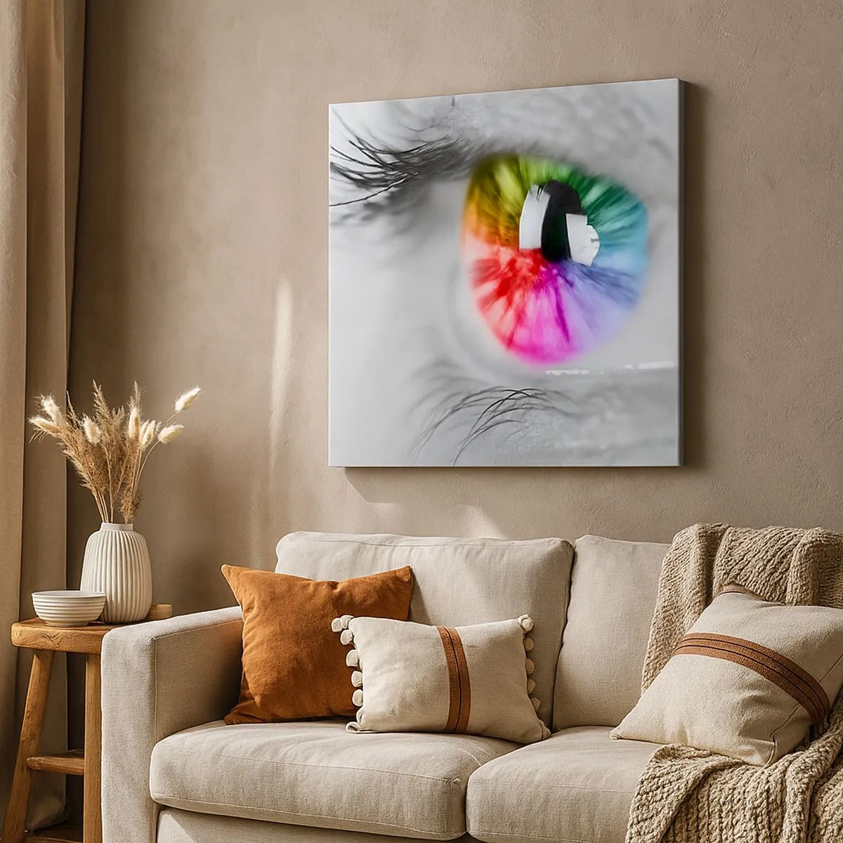 Schilderen op canvas - Kijk naar de wereld in kleuren - 30x30 cm