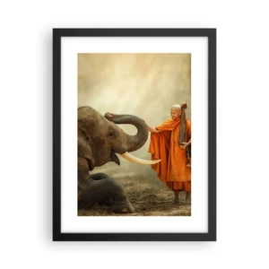 Poster in een zwarte lijst - Ontmoeting tijdens een reis - 30x40 cm