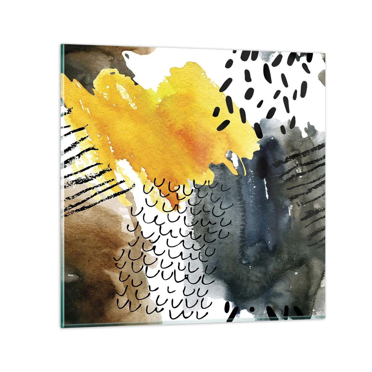 Schilderen op glas - Een ontmoeting van de elementen - 40x40 cm