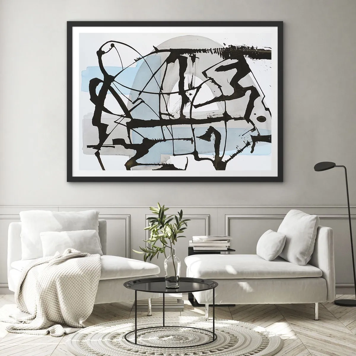 Poster in een zwarte lijst - Toch blauw - 50x40 cm