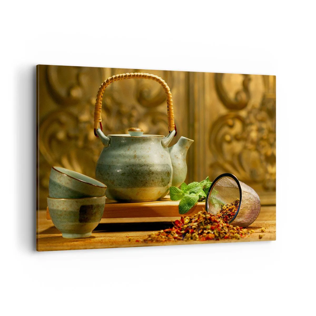 Schilderen op canvas - Verhandeling over het drinken van thee - 120x80 cm