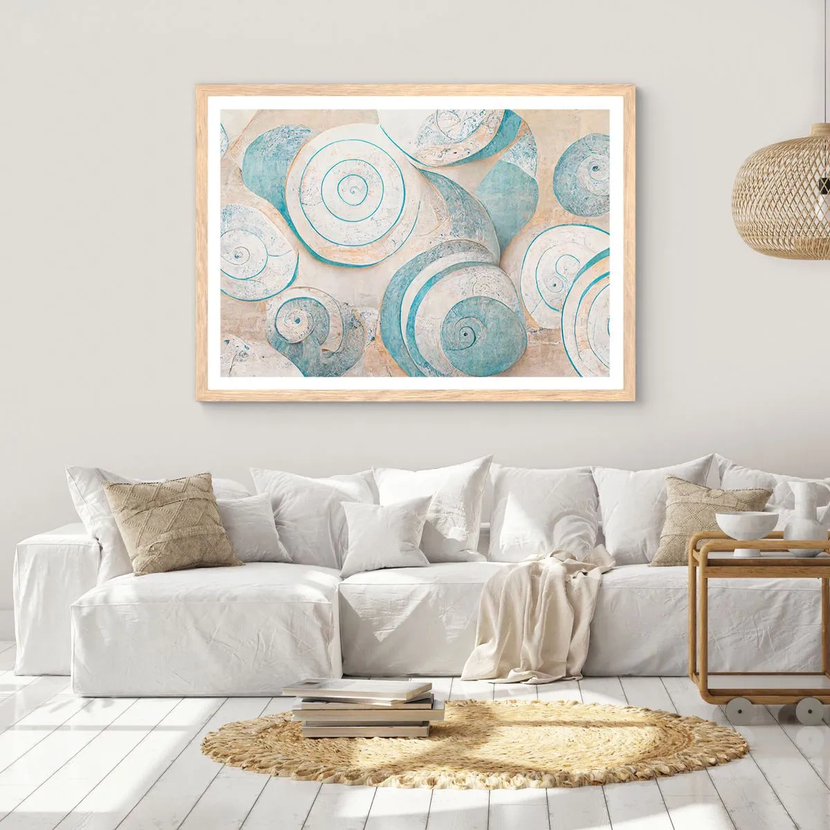 Een poster in een licht eiken lijst - Wat zit er in de schelp? - 50x40 cm