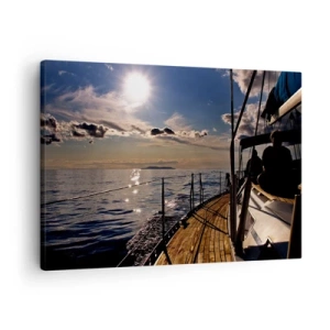 Schilderen op canvas - Een jachtcruise op zee bij zonsondergang - 70x50cm - Zeilen naar de zon - Moderne wanddecoratie voor woonkamer en slaapkamer ARTTOR