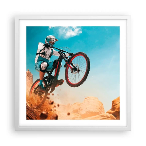 Poster in een witte lijst - Fiets waanzin demon - 50x50 cm