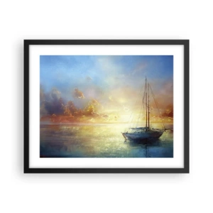 Poster in een zwarte lijst - In een gouden baai - 50x40 cm