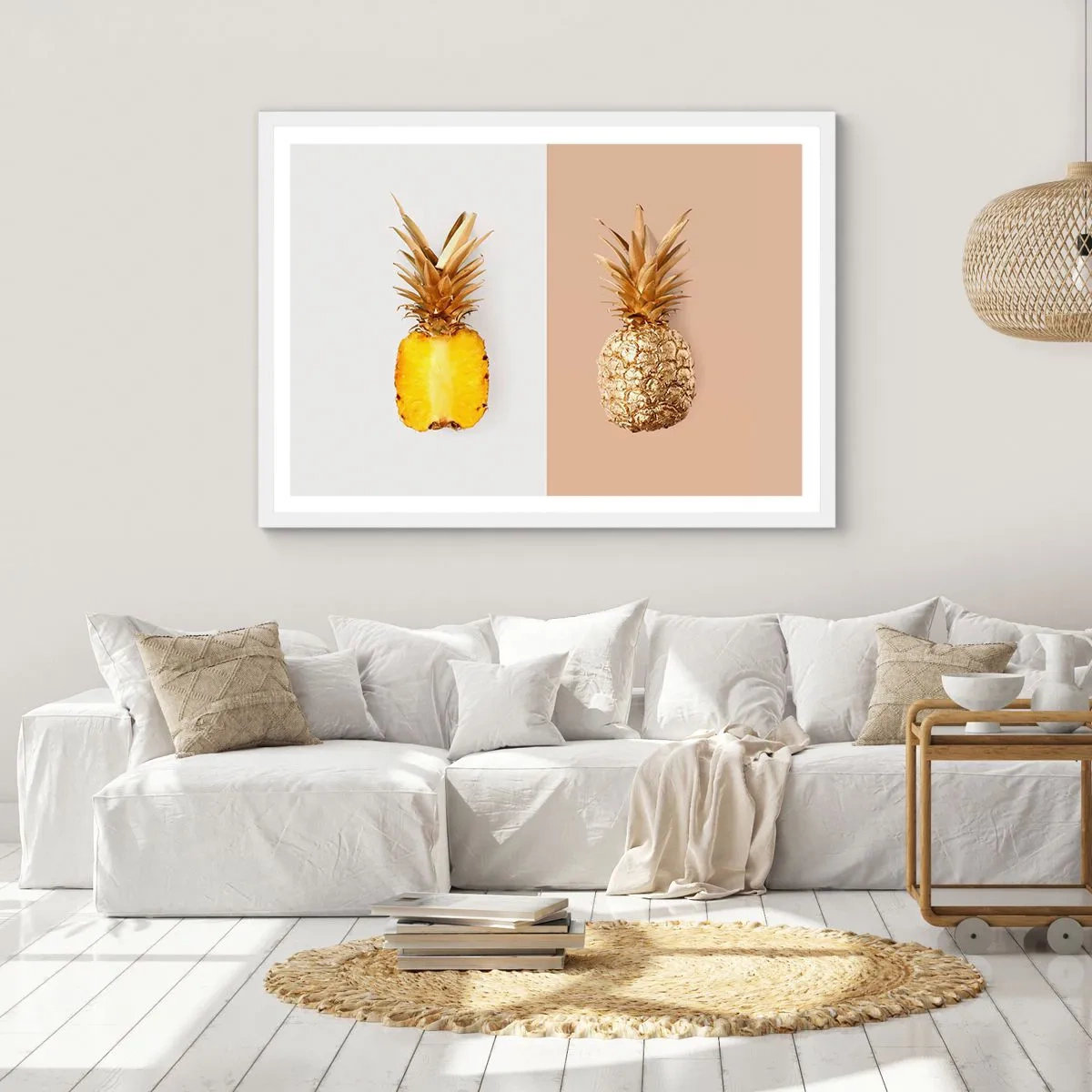 Poster in een witte lijst - Ananas voor ons - 91x61 cm