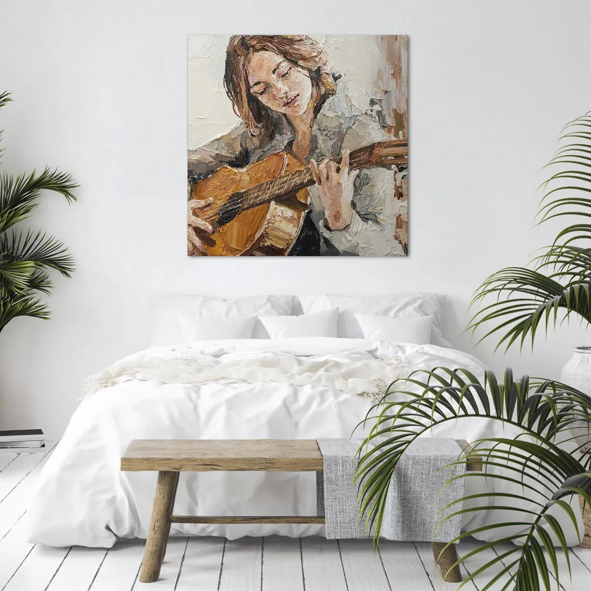 Schilderen op canvas - Concerto voor gitaar en een meisjeshart - 30x30 cm