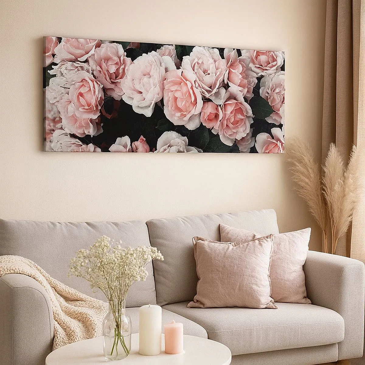 Schilderen op canvas - Rozen ensemble - 100x40 cm
