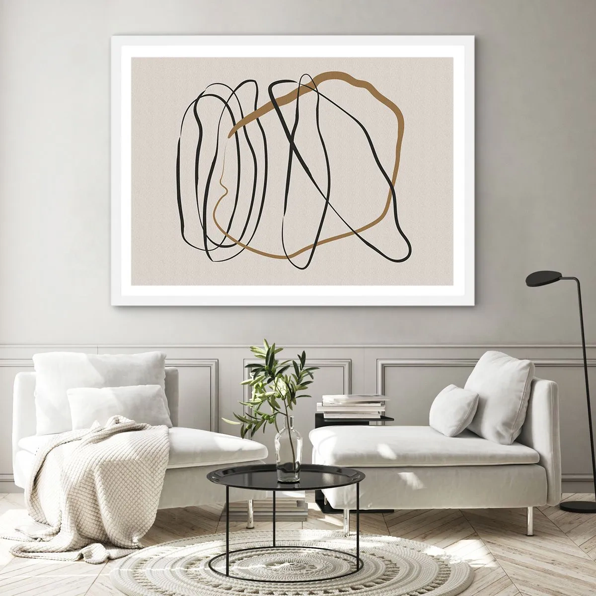 Poster in een witte lijst - Compositie – loopdans - 100x70 cm