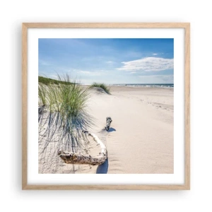 Een poster in een licht eiken lijst - De mooiste zandstrand? Oostzee-strand - 50x50 cm