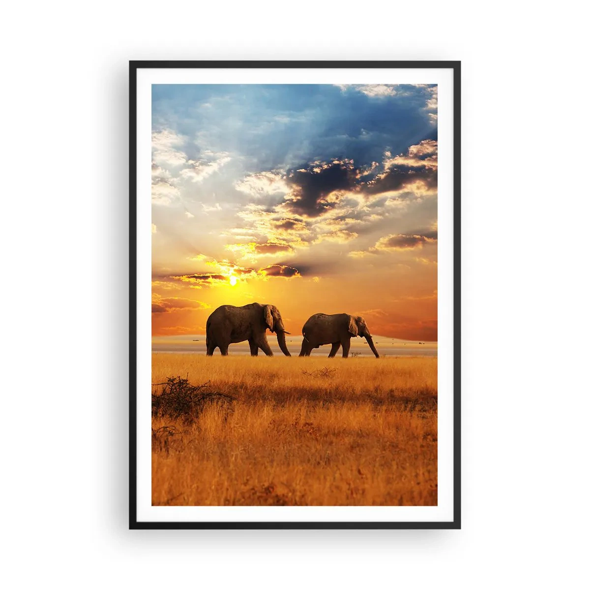 Poster in een zwarte lijst - Familie wandeling - 70x100 cm