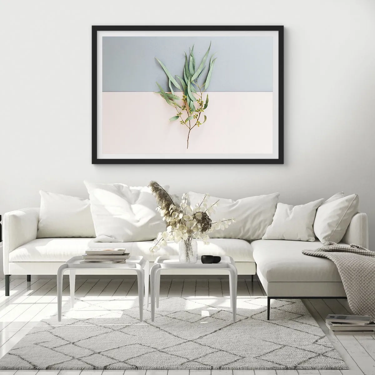 Poster in een zwarte lijst - Subtiliteit in pastelkleuren - 70x50 cm