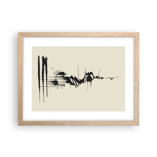 Een poster in een licht eiken lijst - Overhaaste abstractie - 40x30 cm