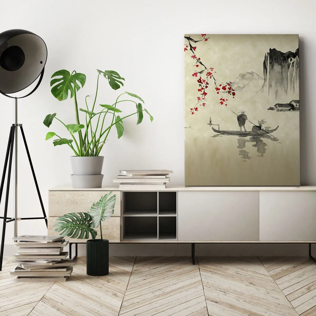 Schilderen op canvas - In het land van de bloeiende kersenbomen - 45x80 cm