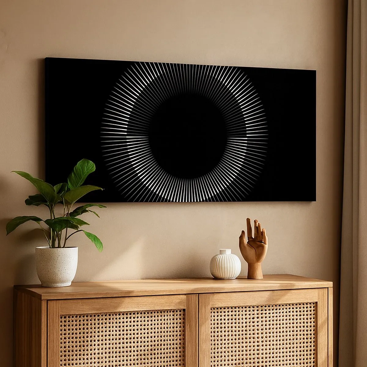 Schilderen op canvas - Zwarte zon - 100x40 cm